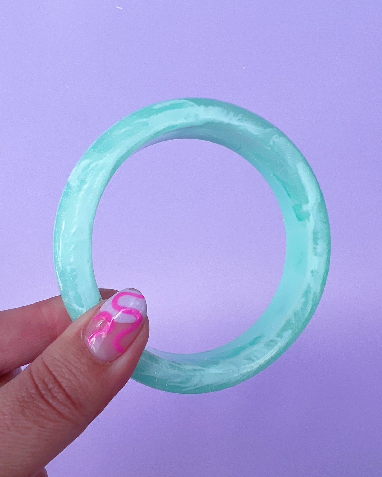 Chunky Bangle Mint & Glitter