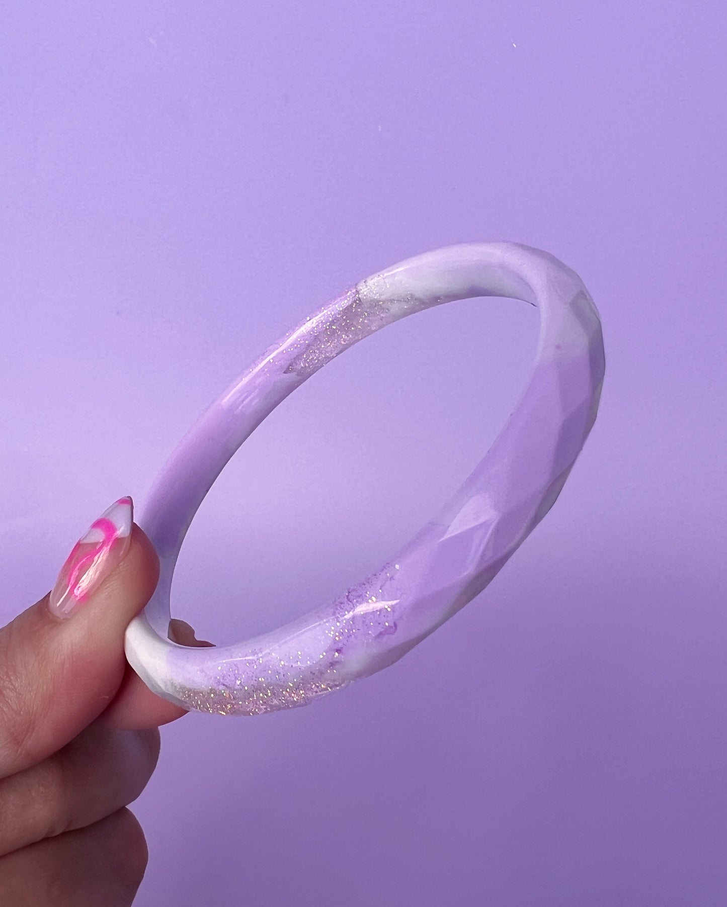 Purple, White & Glitter Bangle