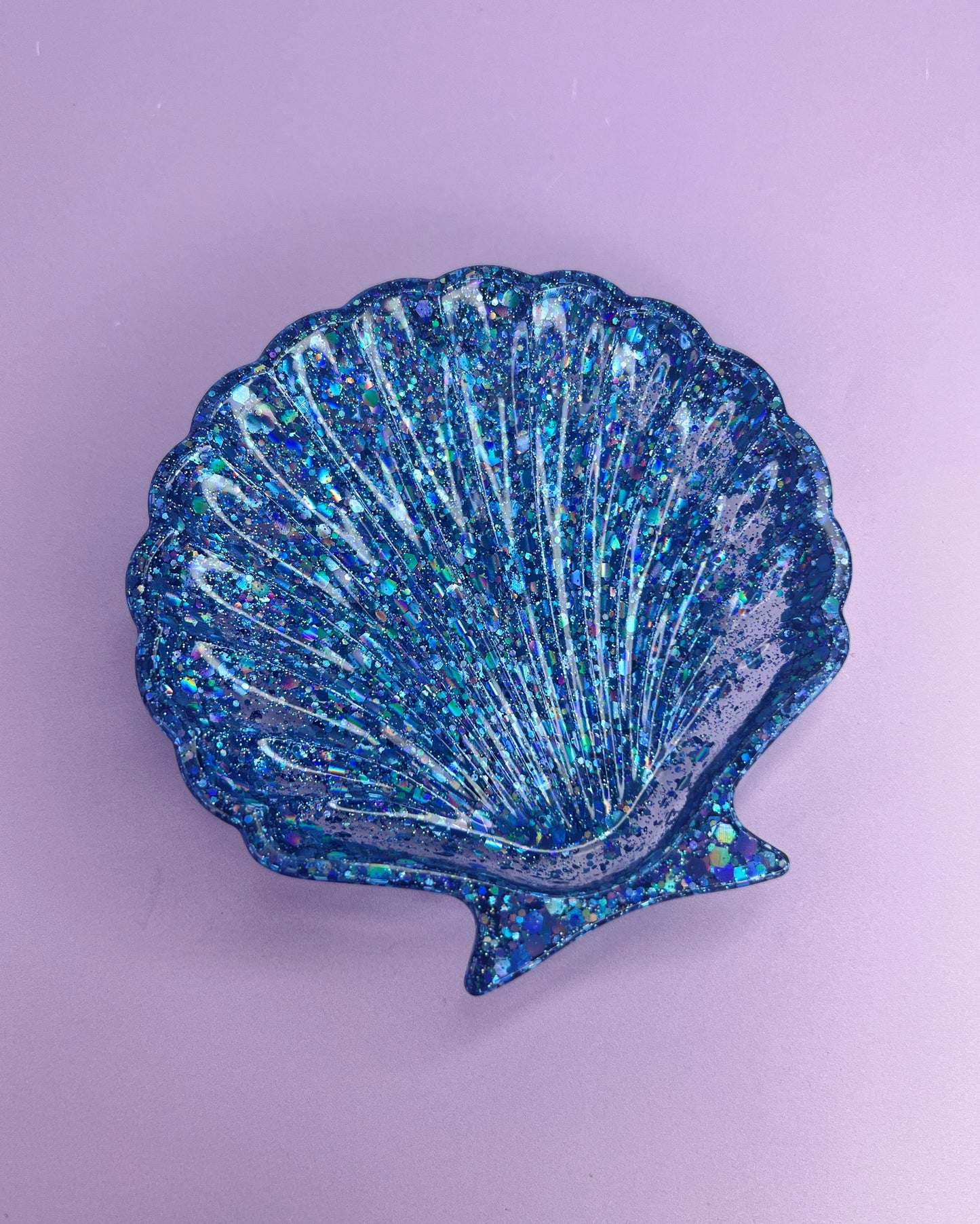 Deep Blue Glitter Shell Trinket Dish