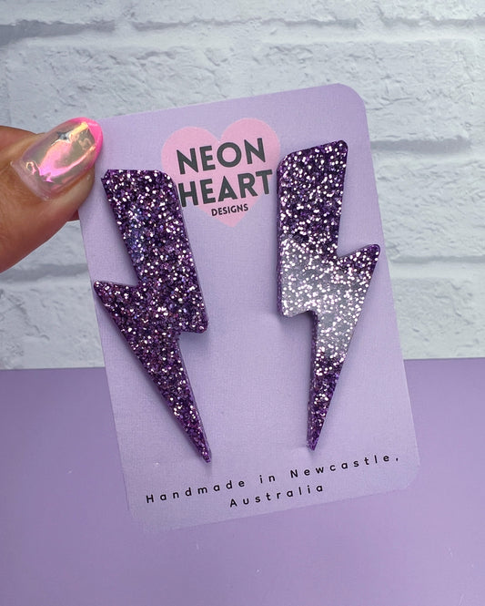 Purple Lightning Large Stud Earrings