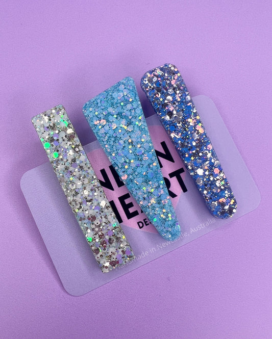 Set of 3 Glitter Hair Clips