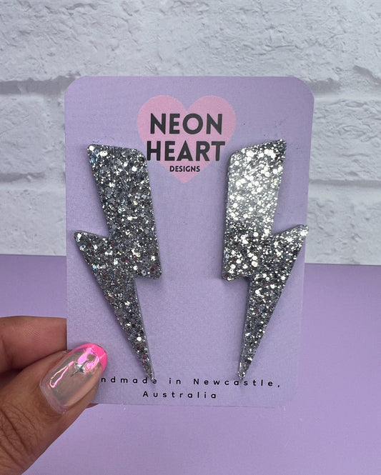 Silver Lightning Large Stud Earrings