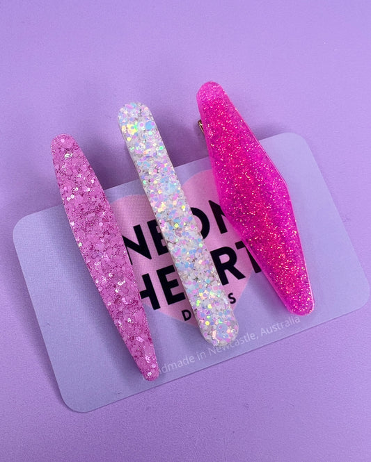 Set of 3 Glitter Hair Clips