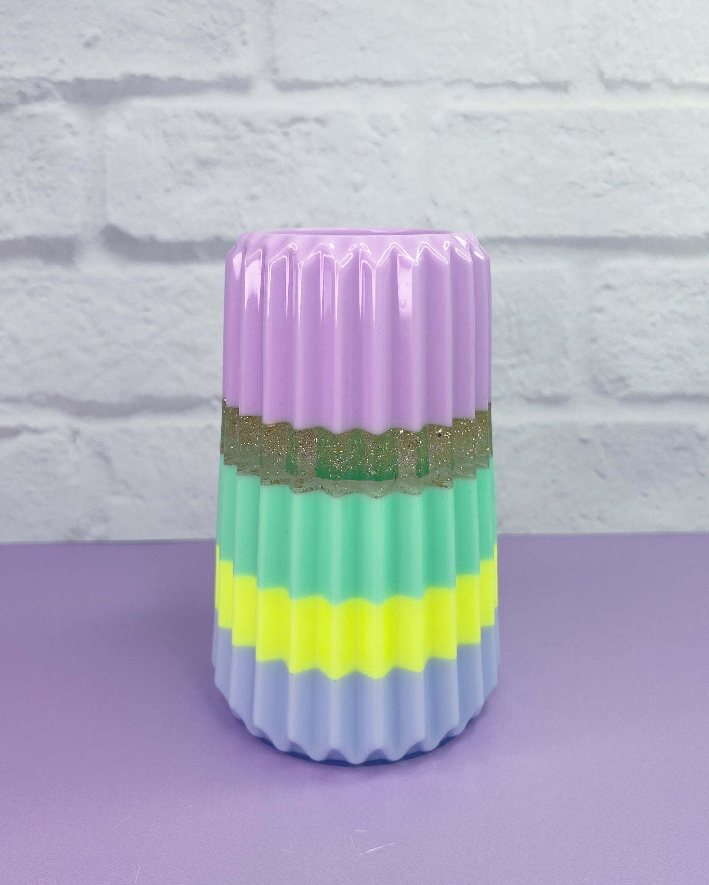 Blue, Yellow, Green & Purple Vase