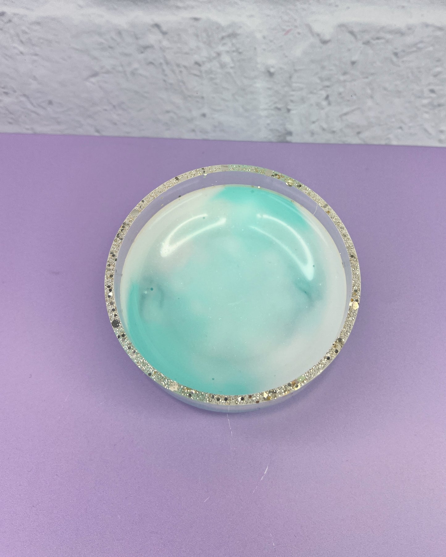 Tiny Bowl Aqua, White & Gold Glitter