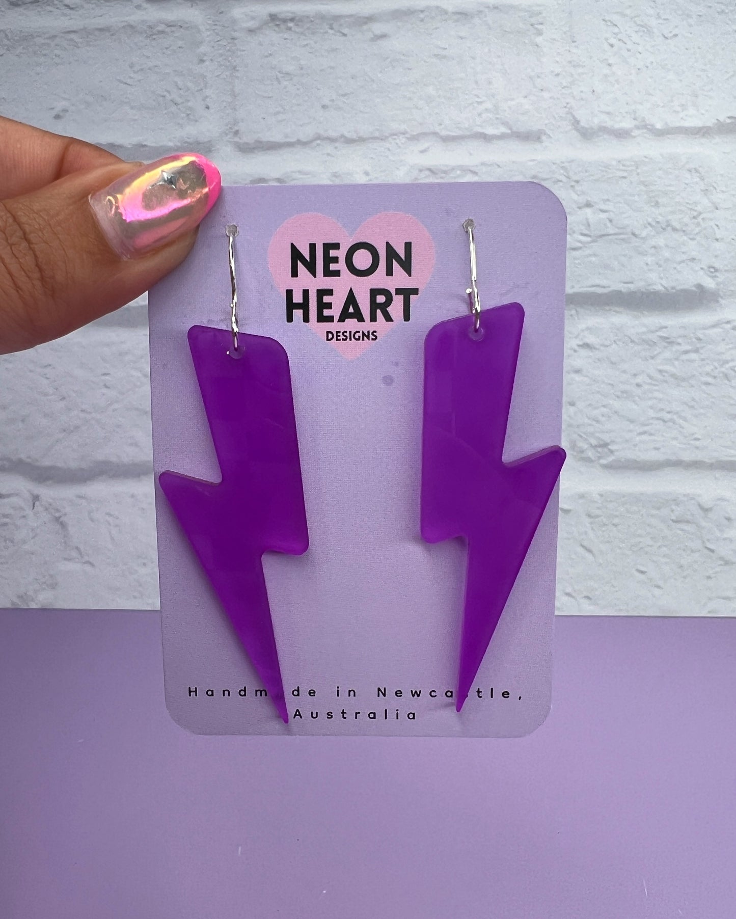 Neon Purple Lightning Earrings