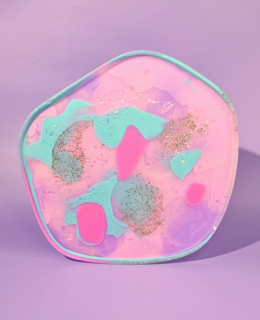 Large Pink, Purple & Aqua Irregular Platter