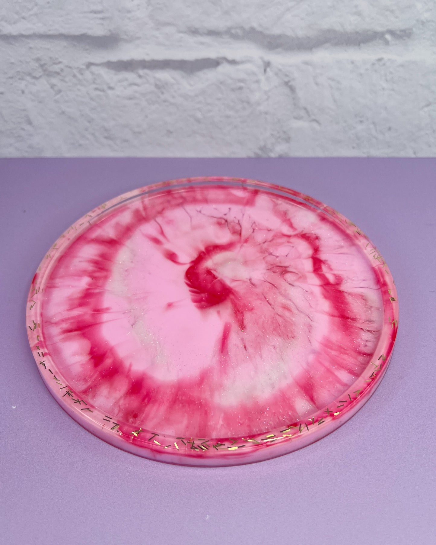 Pink & Red Christmas Small Round Tray