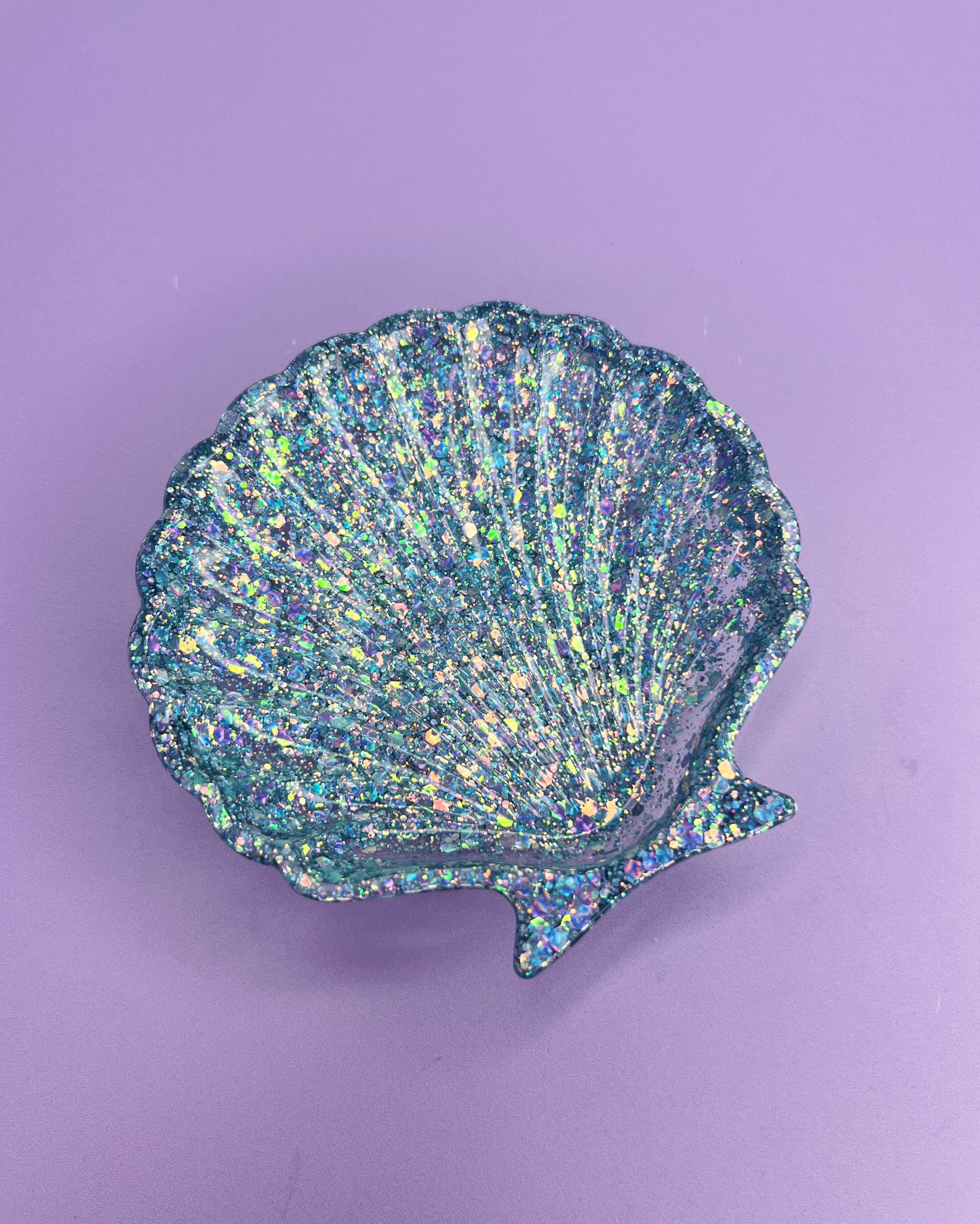 Light Blue Glitter Shell Trinket Dish