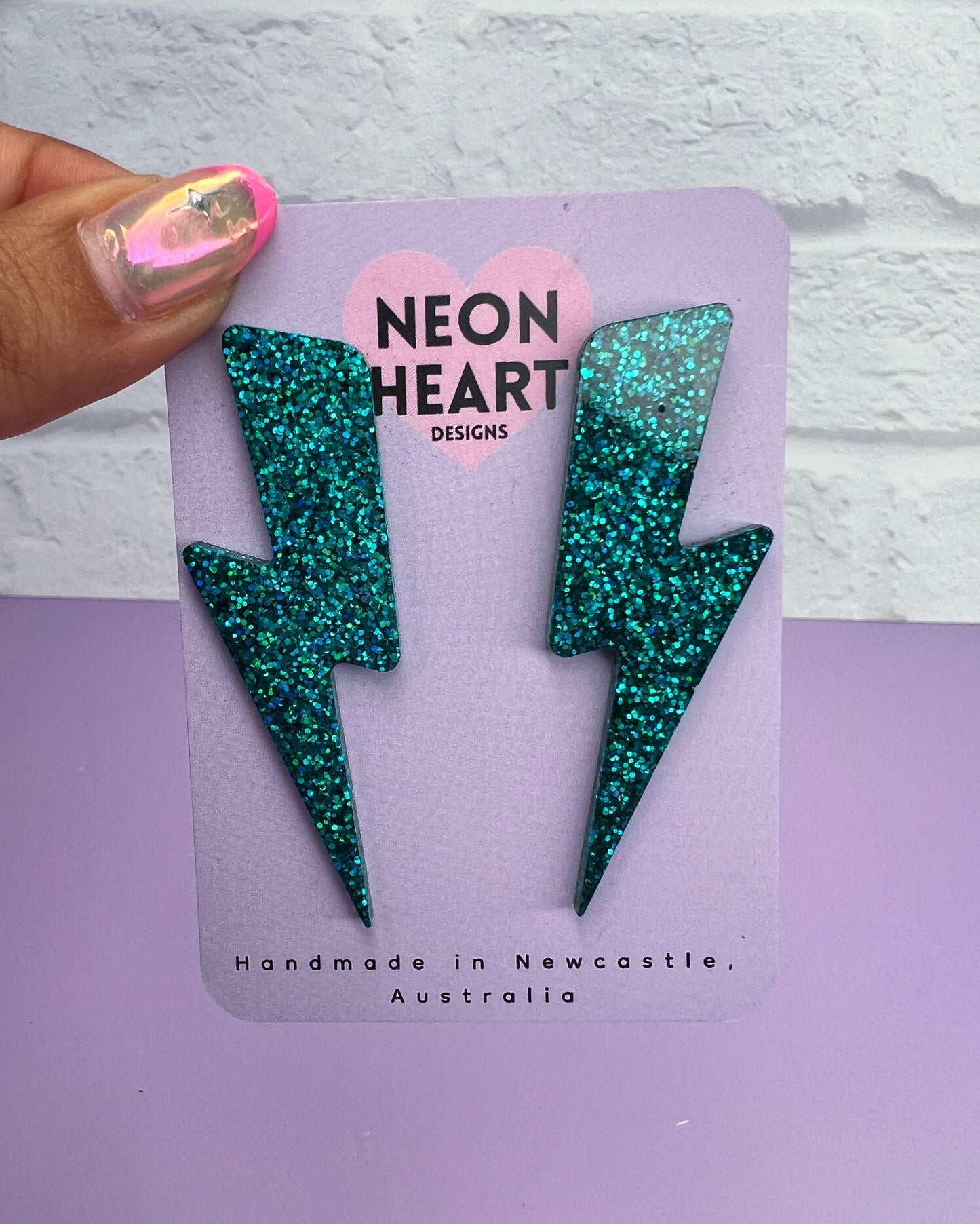 Emerald Lightning Large Stud Earrings