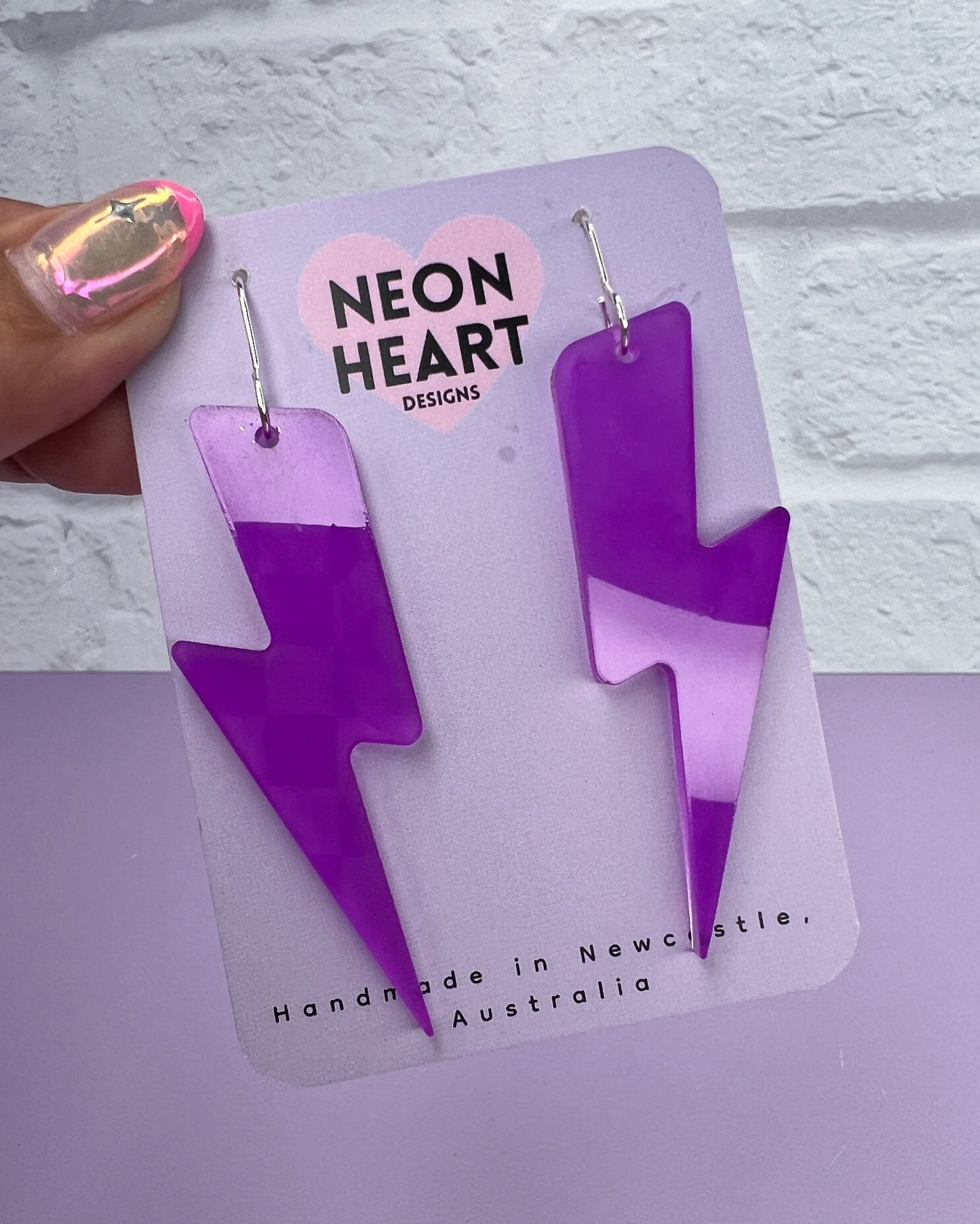 Neon Purple Lightning Earrings