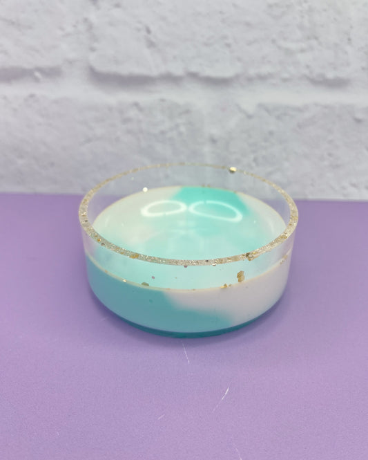 Tiny Bowl Aqua, White & Gold Glitter