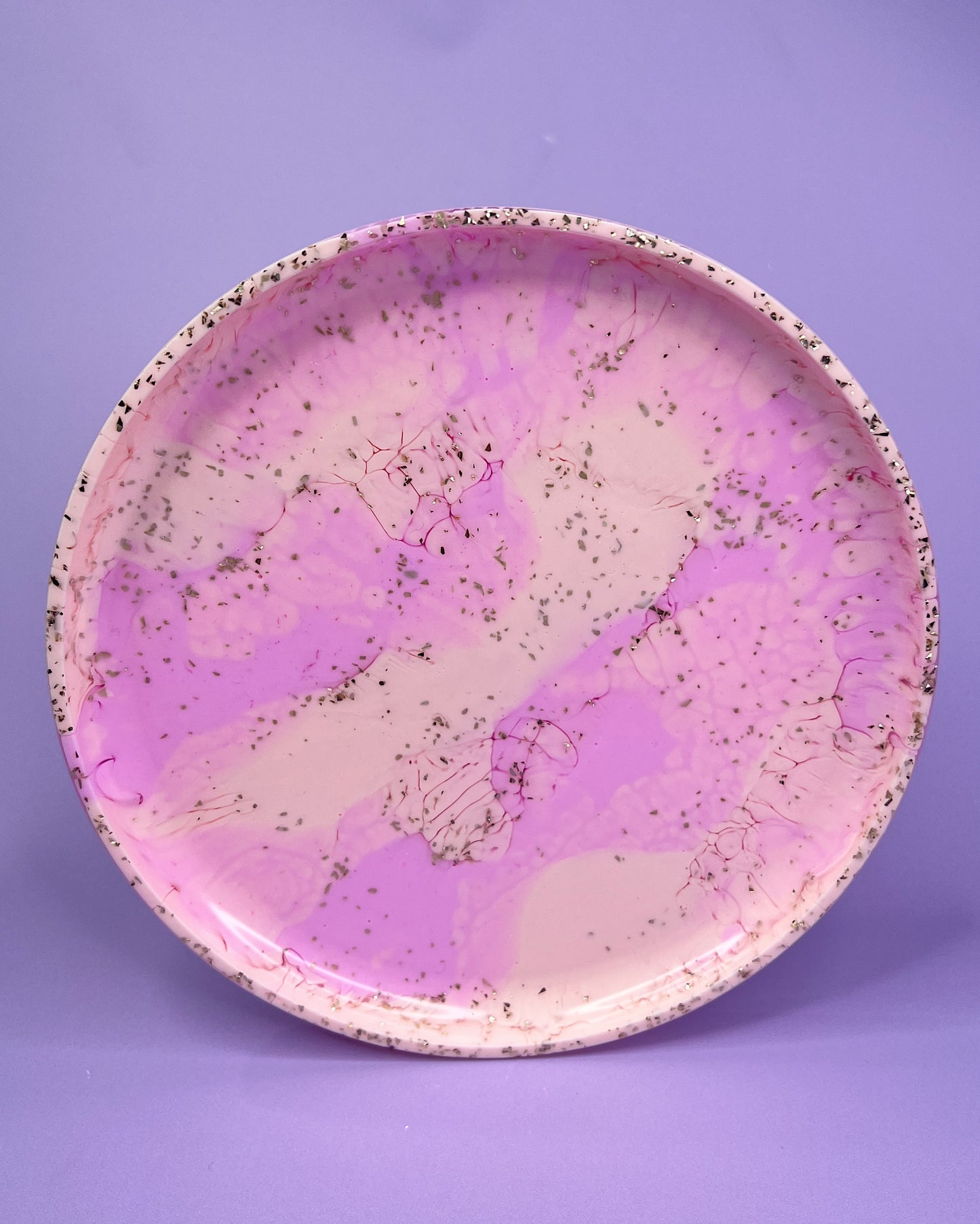 Medium Round Platter Pink, Peach & Gold Flakes