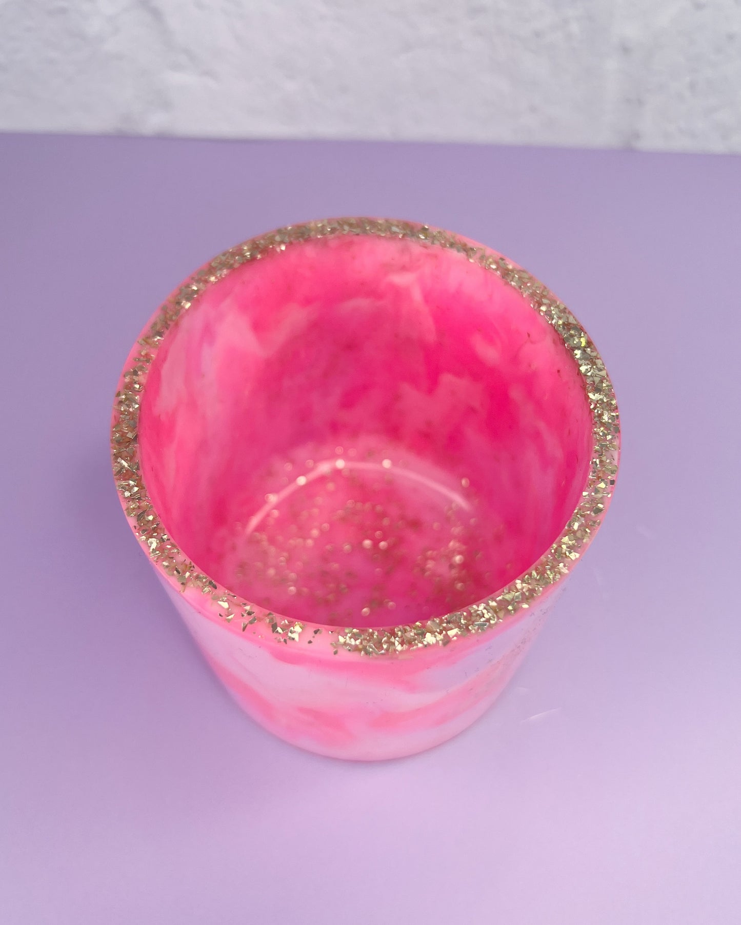 Pink, Purple & Gold Flakes Plant Pot