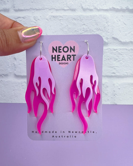 Blaze Earrings in NeonPink & Purple