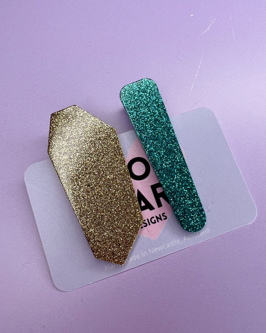 Set of 2 No Christmas Glitter Hair Clips