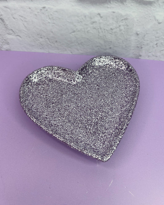 Heart Trinket Tray Soft Purple Glitter