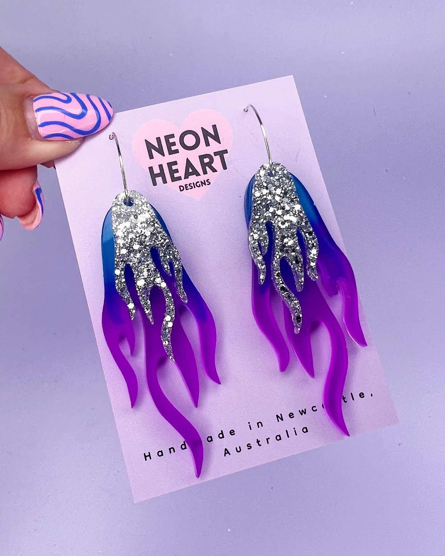 Blaze Earrings in Purple/Blue Ombré & Silver