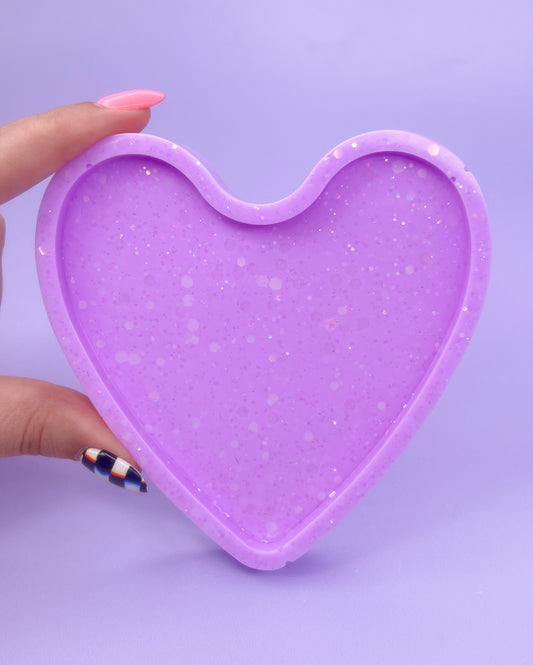 Purple Sparkle Heart Trinket Tray